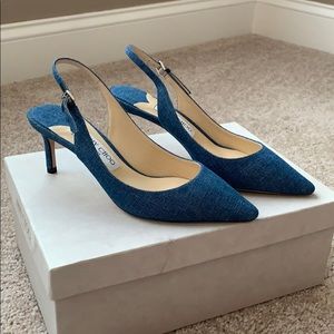Jimmy Choo denim navy heels sz 38 sandals